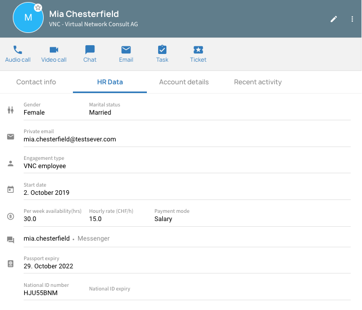 Tab HR Data in VNCcontacts+