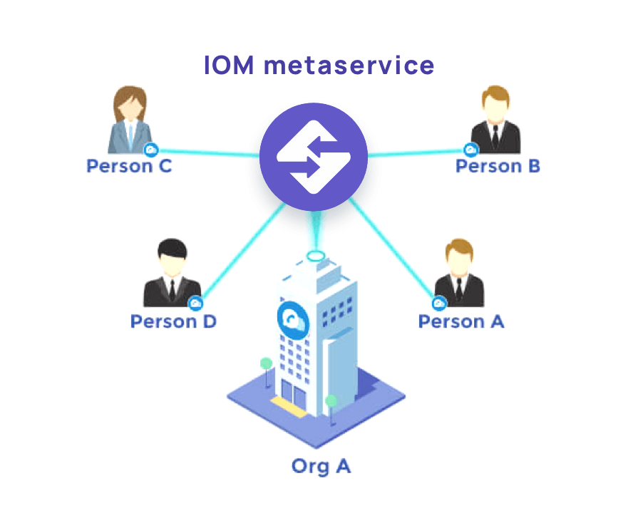 Vizualisation of the VNCiom metaservice: The Metaservice connects organizations and individual users