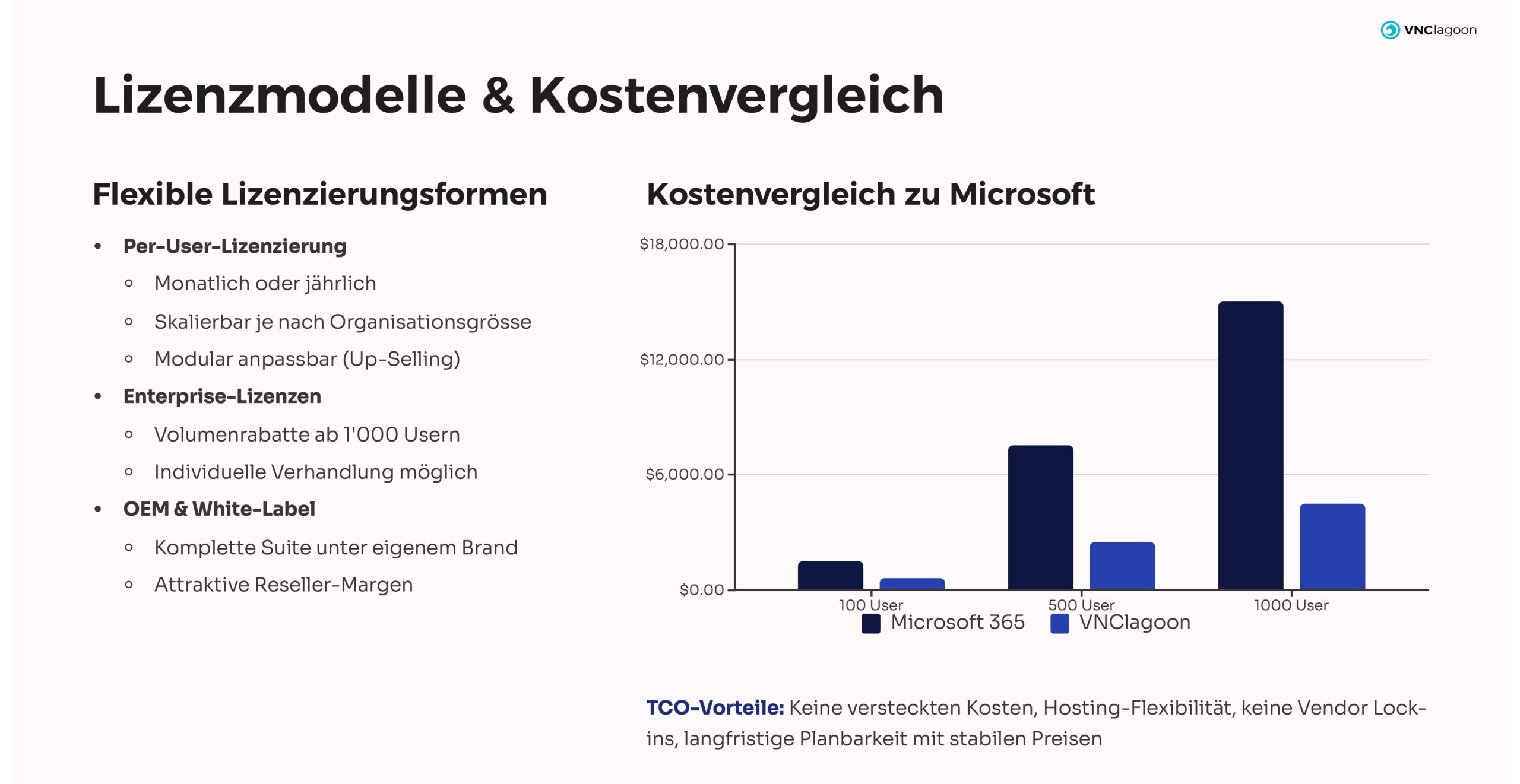 Flexible Lizenzierungsformen bei VNClagoon und Kostenvergleich zu Microsoft